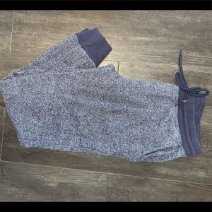 Blue and white knit joggers